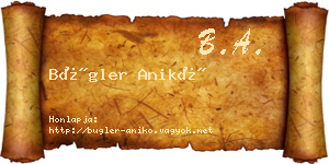 Bügler Anikó névjegykártya
